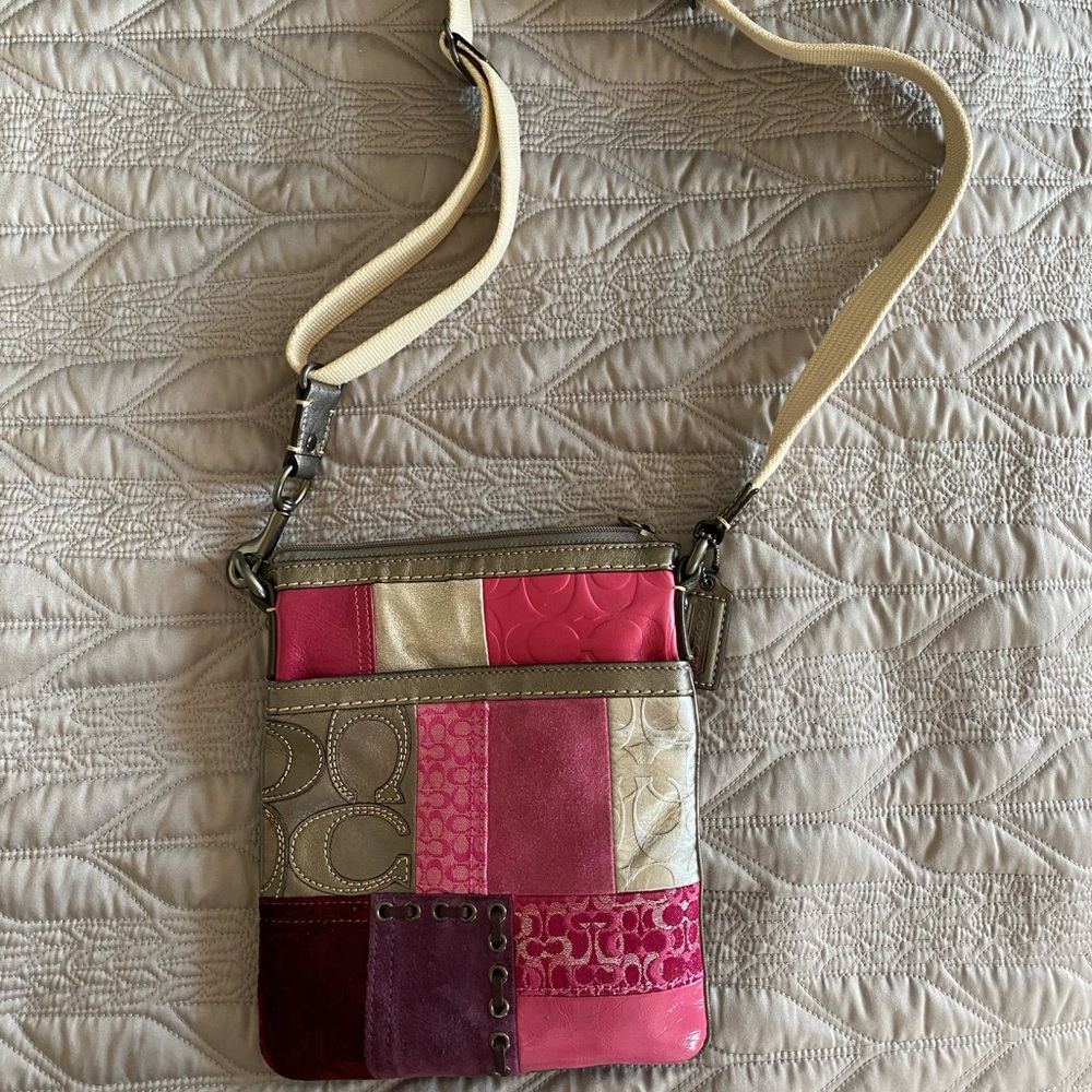 Coach Authentic Pink Patchwork Crossbody Bag - image 1